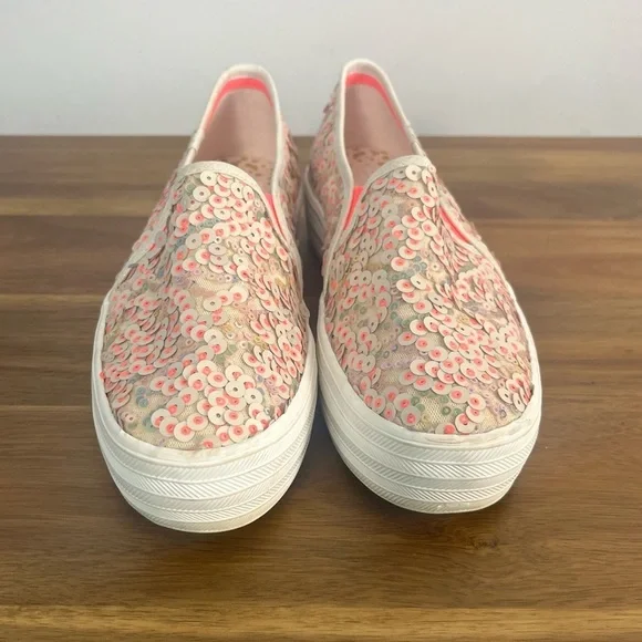 Ked's Oh Joy! Triple Decker Pink Sequin Sneaker size 7 platform - Picture 3 of 10